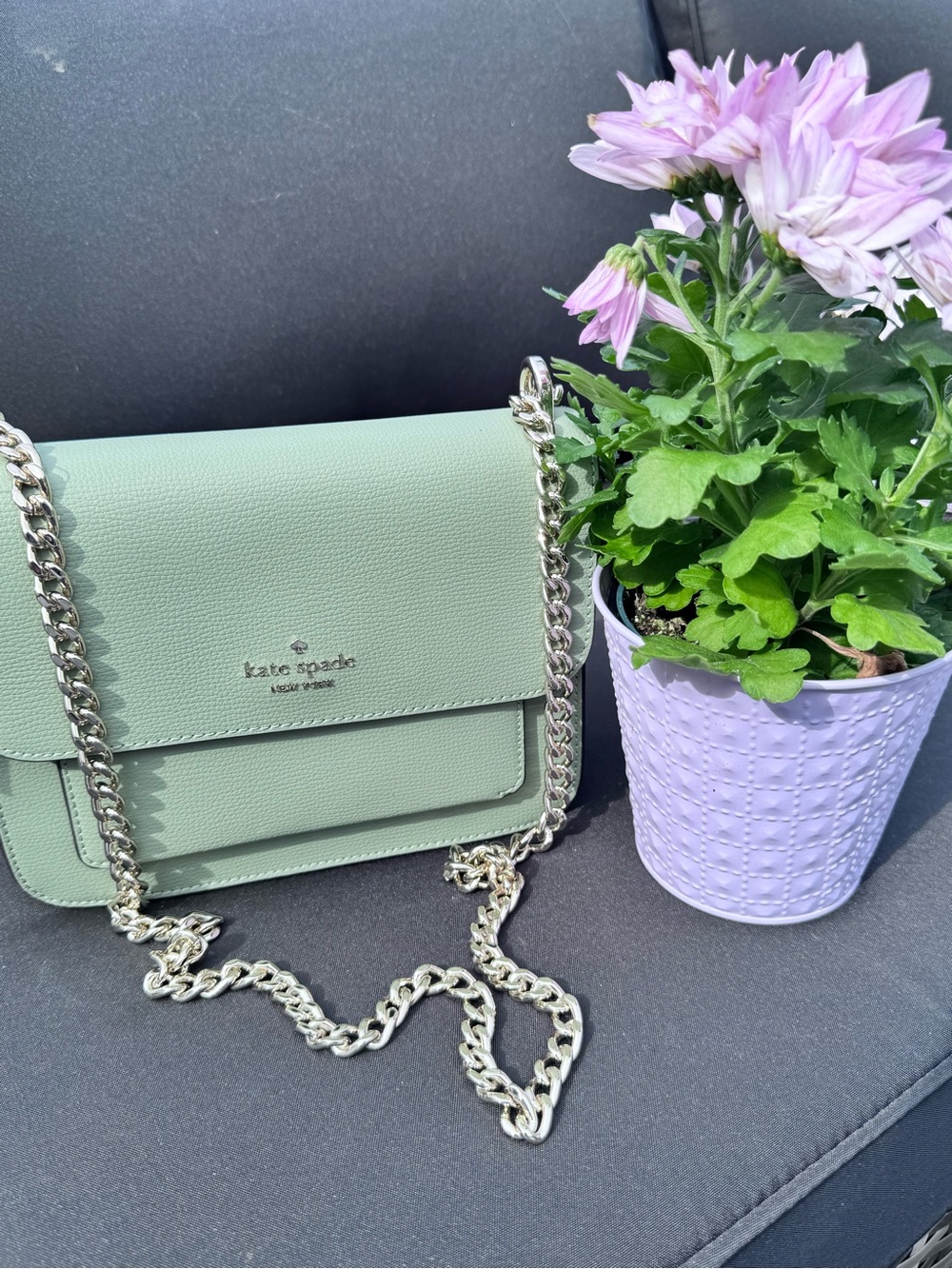 kate spade Mint Green Leather Chain Strap Crossbody